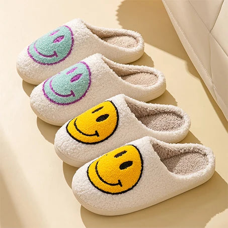Smiley Plüsch Hausschuhe