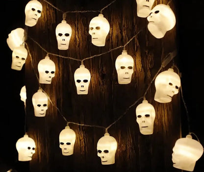 Halloween Lichterketten Geist, Totenkopf, Kürbis
