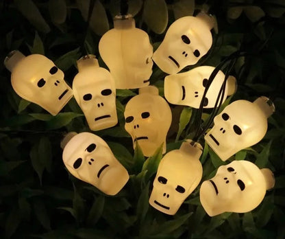 Halloween Lichterketten Geist, Totenkopf, Kürbis