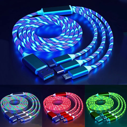 TELUXE 3-in-1 LED Ladekabel USB A-C / Micro-USB / Lightning
