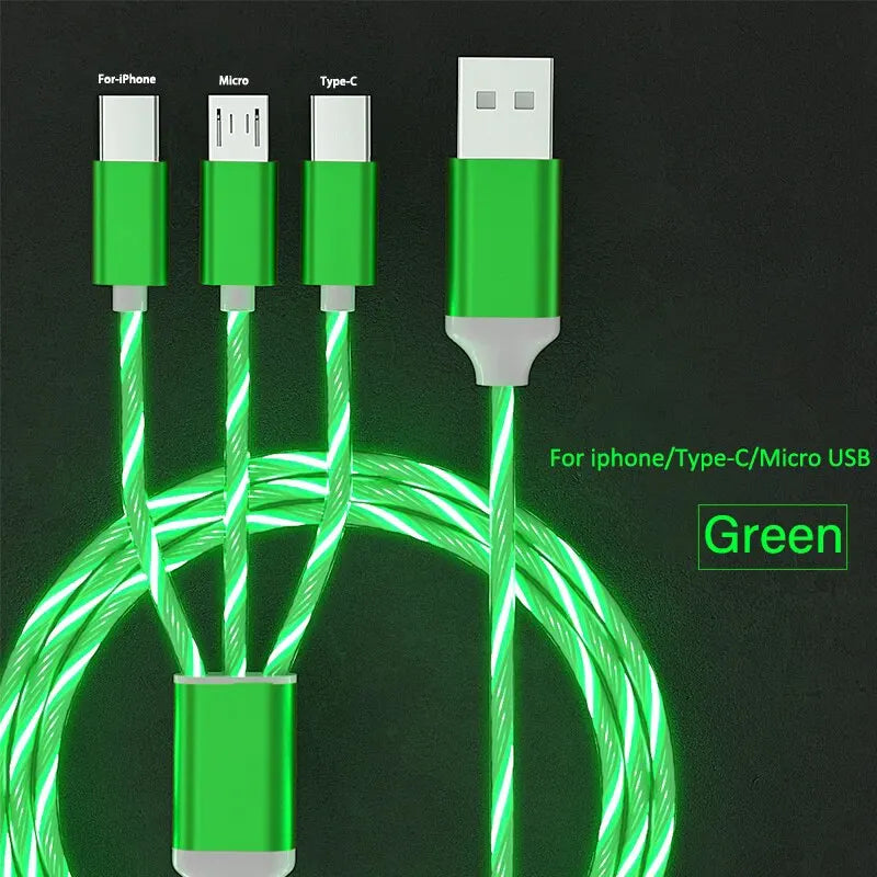 TELUXE 3-in-1 LED Ladekabel USB A-C / Micro-USB / Lightning
